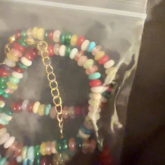 NEW Colorful Gemstone Natural Stone Beaded Adjustable Choker Necklace Gold - Picture 7 of 14